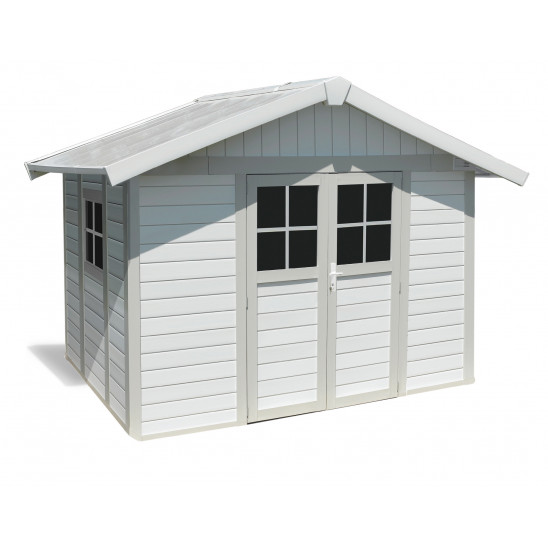Capanno da giardino Déco 7,5 m² bianco - Grigio verde